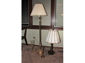 Floor Lamp 58 In, Lamp 30in, Two Candlesticks