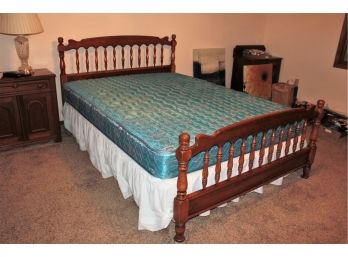 Queen Size Bed With Mattress, Head And Footboards By Drexel, With Electric Blanket- Sunbeam