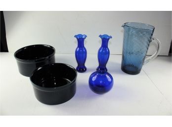 Blue Pitcher, Vases And Dansk Bowl