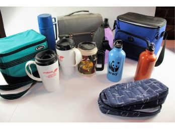 Miscellaneous Water Bottles, Thermos Lunch Box, Coleman And Igloo Coolers