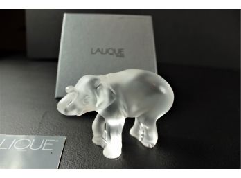 LALIQUE FRANCE Crystal Elephant Sculpture  3'x 4'