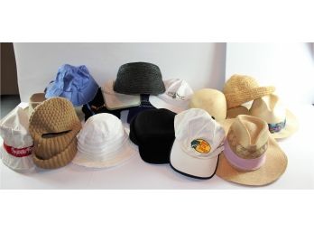 Large Lot Of Mens And Womens Hats- 1 Panama Jack, Mens Black Wool Hat, San Francisco Straw Hat