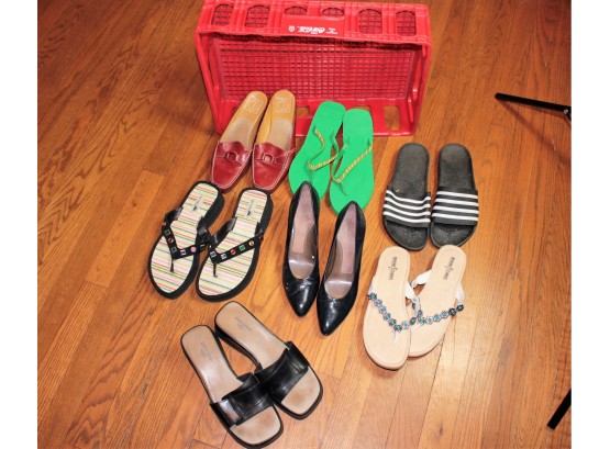 7 Pair Women's Shoes,  Sizes 7.5 - 8 With Coca-Cola Tote