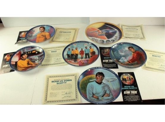 6 Star Trek Collectors Plates With Most Certificates- In Original Boxes