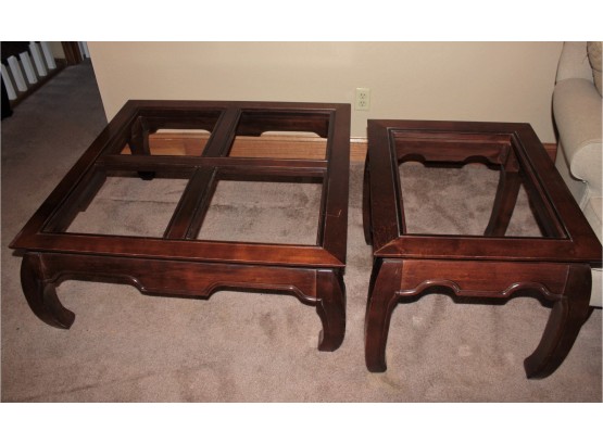 Two Tables – Large Coffee Table, Matching End Table, Glass Not Inserted But Included