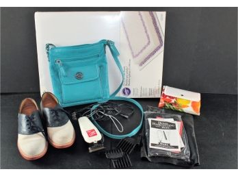 Old Saddle Shoes Size Three, Shopping Bag, Purse, Cake Boxes, Haircutter Kit