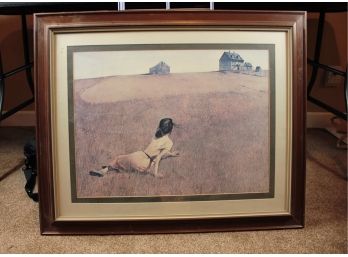 Framed Art Girl In A Field Looking Up At House, 33 X 28