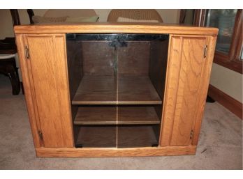 TV / Stereo Components Cabinet 30 X 39, Solid Oak With Rollers