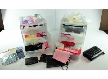 Bows, Couple Wallets, Hair Bands In Plastic Drawers