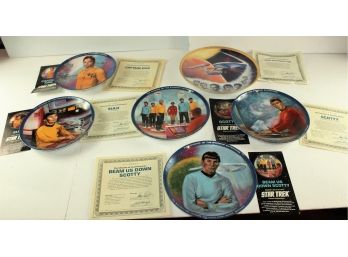 6 Star Trek Collectors Plates With Most Certificates- In Original Boxes