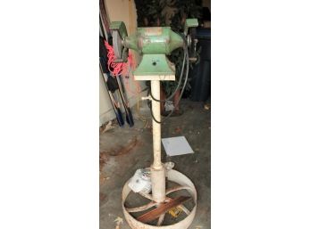 Pedestal Grinder With Stone And Brush Wheels,