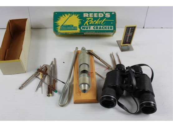 Binoculars, Reed's Rocket Nutcracker, Nut Picks, Thermometer