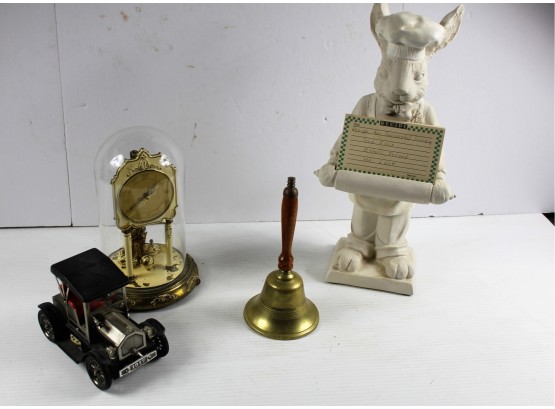 White Statue, Bell, Car Radio, Old Clock