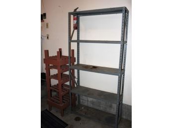 5 Shelf Metal Shelving Unit, Wooden Shelves