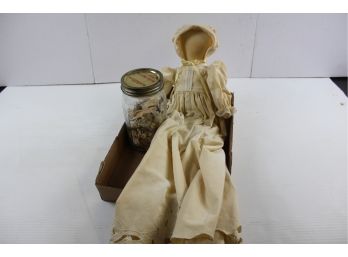 Pillowcase Doll, Jar Of Old Buttons