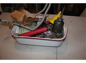 Old Enamel Tub Filled With Miscellaneous Garage Junk