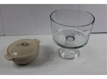 Longaberger Covered Bowl And Trifle Bowl