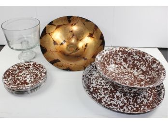 Miscellaneous Metal Brown Dishes, Truffle Dish, Brown Decorative Dish