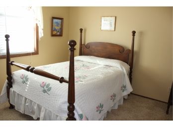 Antique Full Size Bed With Mattress And Mattress Pad With Sideboards, Beautiful- Bedspread Not Included