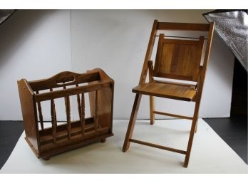 Child Wooden Folding Chair, Wooden Magazine Rack 24 Inch High