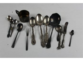 Pieces Of Old Silver Flatware And Silver Cup - Most Pieces Say Sterling