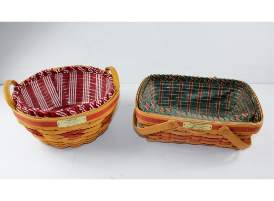 2 Longaberger Baskets , Round One Is 10.5 Diameter, Other Is 8 X 12