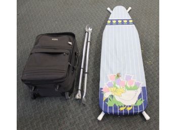 Ricardo Suitcase (zippers Work Great) Extendable 2 Metal Poles, Ironing Board With Cover, Stained