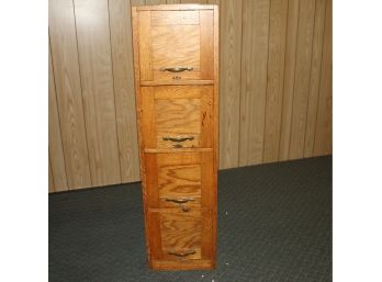 Antique 4 Drawer Wooden Filing Cabinet, 27 X 14.25, 52.5 Tall