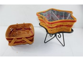 2 Longaberger Baskets, 1 On Stand Is Star-shaped - 9 X 9 Square