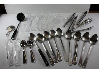 Misc Utensils Lots Of Restaurant Size, Up To 13 In Spoons, Up To 12 In Stainless And Plastic Tongs