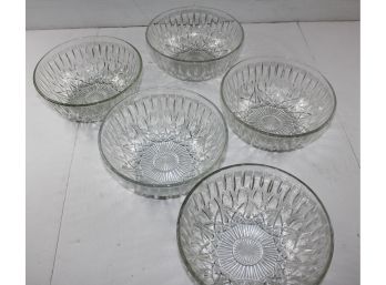 5 Matching 8-inch Glass Serving Bowls