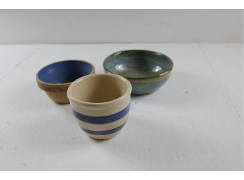 Three Pieces Of Pottery, Various Sizes
