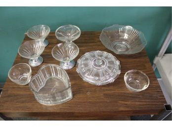 Misc. Glass, 3 Matching Dessert Bowls, Candy Bowl With Lid, Heart Bowl,  Serving Bowl