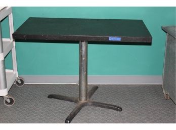 Black Restaurant Style Table 23.5 X 42.5 With Metal Base Plastic Trim On One Side Loose