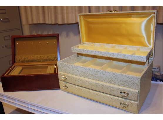 2 Jewelry Boxes, 1 All Wood 11 X 7 And 15 X 8
