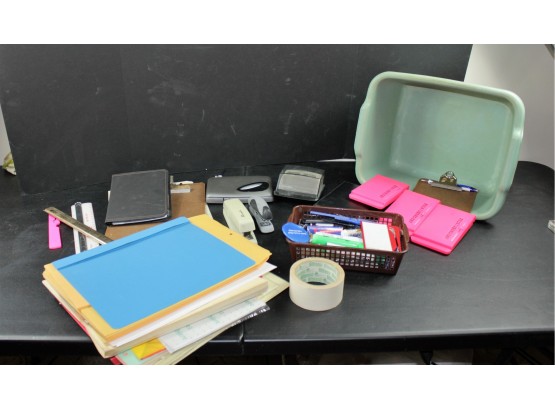 Miscellaneous Office Items In Plastic Tub