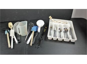 Miscellaneous Utensils Including Corn Holders And Butterer, Thermo Fork, Spatulas, Etc
