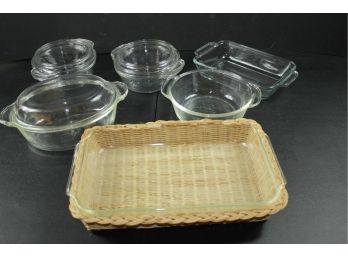 Multiple Baking Dishes With Lids, One With Basket