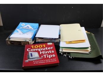 File Folders, Computer Tips, Copy Paper Etc