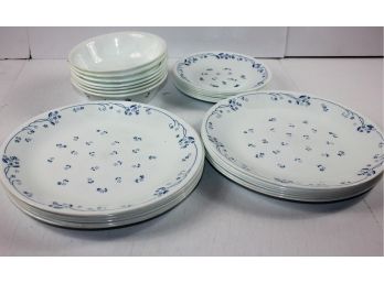 Corelle With Blue Flowers, 12 Plates, Eight Small Plates, Eight Bowls