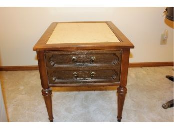 Side Table With Drawer -Stone Top - 26 X 20