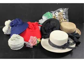 Many Ladies Hats, Pretty Floral Container And Floral Night Light