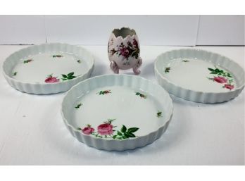 3 Pie Plates, Quiche Pan Nordic Ware, Broken Egg Planter Vase