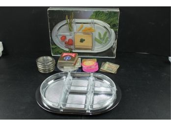 Divided Tray With Glass Dividers, Miscellaneous Coasters