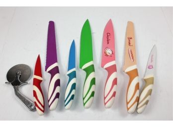 7 Multi Colored Knives And Pizza Cutter- Axer Kuchen Messer
