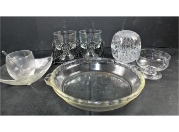 Deep Dish Pie Plate And Miscellaneous Glass Pieces