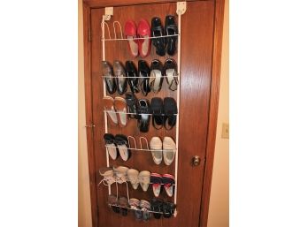 Hanging Shoe Rack With 16 Pair Ladies Shoes, Size 7.5 - 8
