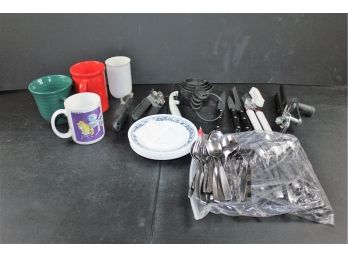 Miscellaneous Kitchen Items, Bag Of Everyday Silverware Etc