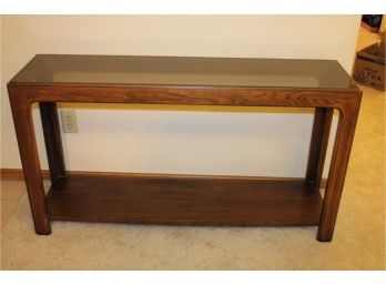 Wood Sofa / Entry Table With Glass Top, 47 Inch Wide 13in Deep 26 In Tall
