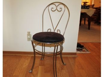 Vanity Chair, Steel Frame, Purple Padded Seat
